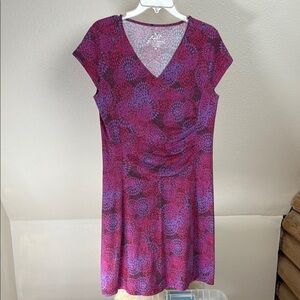 KUHL Purple and Pink Floral Dress W/cap sleeves. Size Medium
